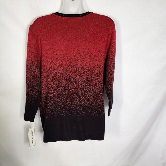Alfred Dunner Womens Sweater Size Small Red Black Metallic Layered 3/4 Sleeve - Picture 2 of 10